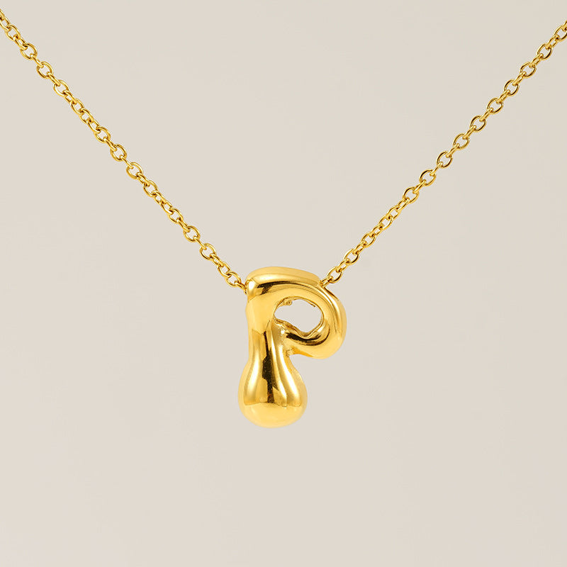 Wholesale Glossy bubble letter necklace for women 26 English letter pendants